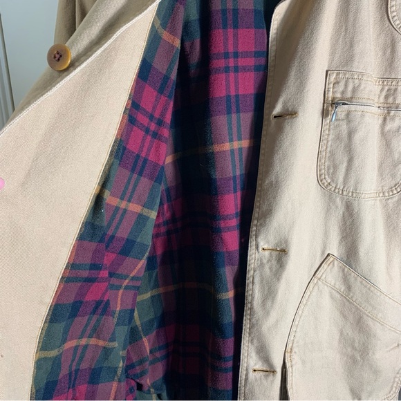 L.L. Bean Men's XL Tan Barn Jacket with Green Collar - Picture 9 of 14